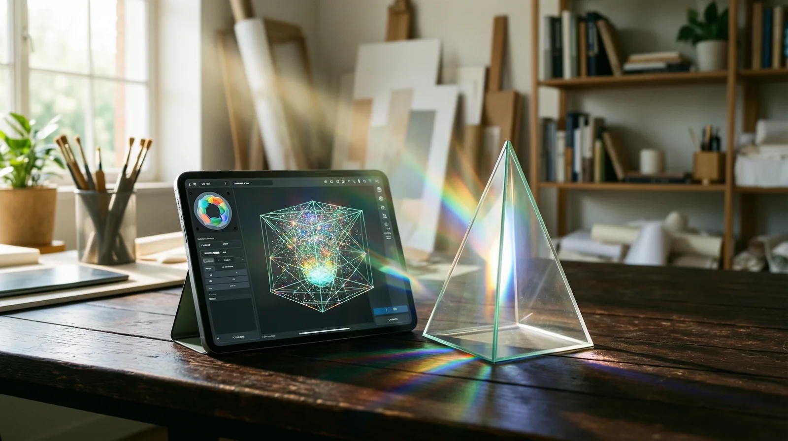 Prism diffraction representing model diffusion